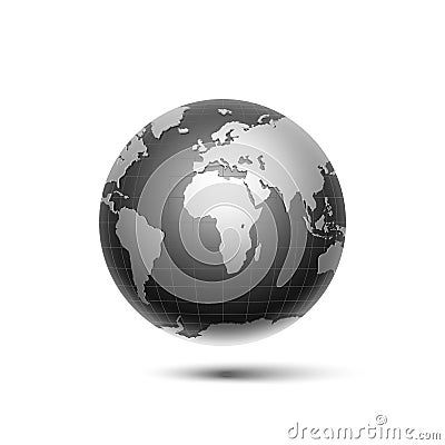Black, silver surround the globe planet earth Vector Illustration
